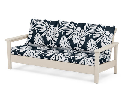 POLYWOOD® Prescott Deep Seating Sofa in Sand / Leaf Marine Indigo