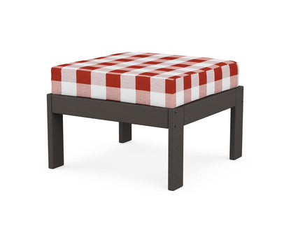 POLYWOOD® Vineyard Modular Ottoman in Vintage Coffee / Buffalo Plaid Crimson