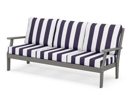 POLYWOOD® Braxton Deep Seating Sofa in Slate Grey / Cabana Stripe Navy