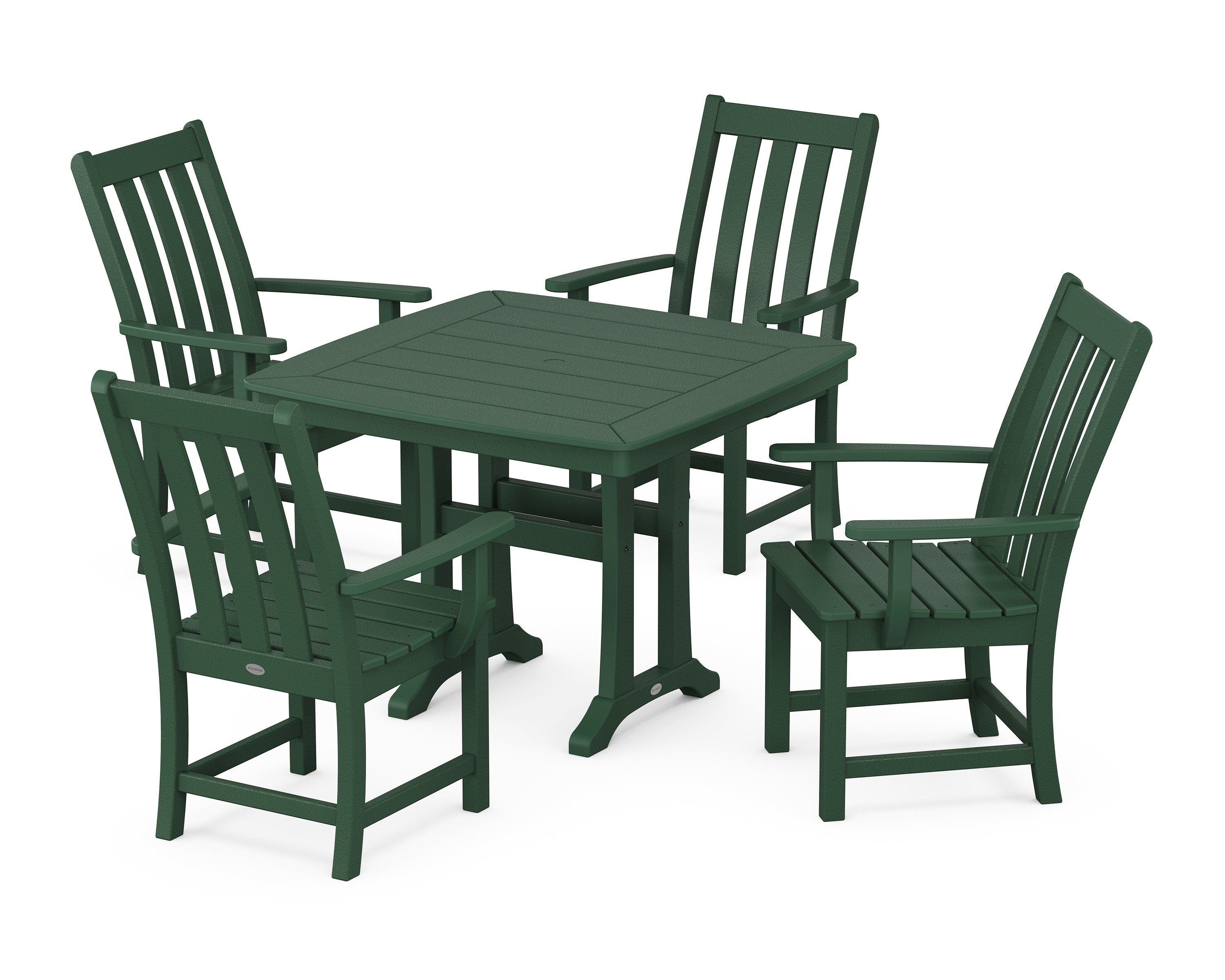 POLYWOOD® Vineyard 5-Piece Dining Set with Trestle Legs in Green
