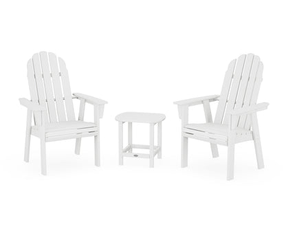POLYWOOD® Vineyard 3-Piece Curveback Upright Adirondack Chair Set in White