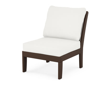 POLYWOOD® Braxton Modular Armless Chair in Mahogany / Natural Linen