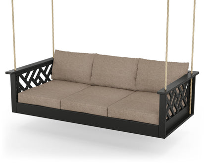 POLYWOOD® Chippendale Daybed Swing in Black / Spiced Burlap