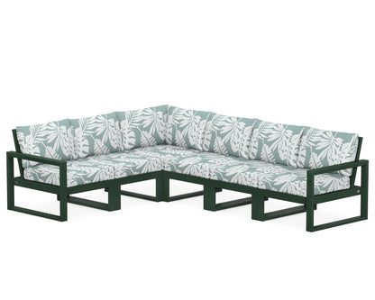POLYWOOD® EDGE 6-Piece Modular Deep Seating Set in Green / Leaf Glacier Spa