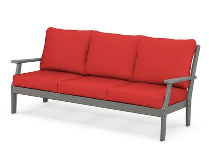 POLYWOOD® Braxton Deep Seating Sofa in Slate Grey / Crimson Linen