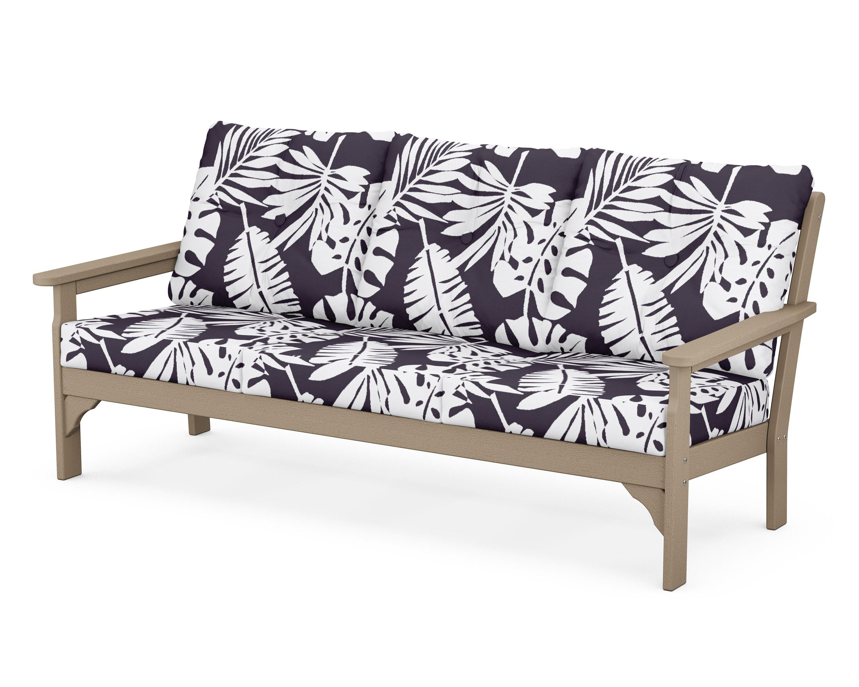 POLYWOOD® Vineyard Deep Seating Sofa in Vintage Sahara / Leaf Navy