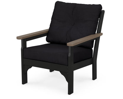 POLYWOOD® Vineyard Deep Seating Chair in White / Kona / Midnight Linen