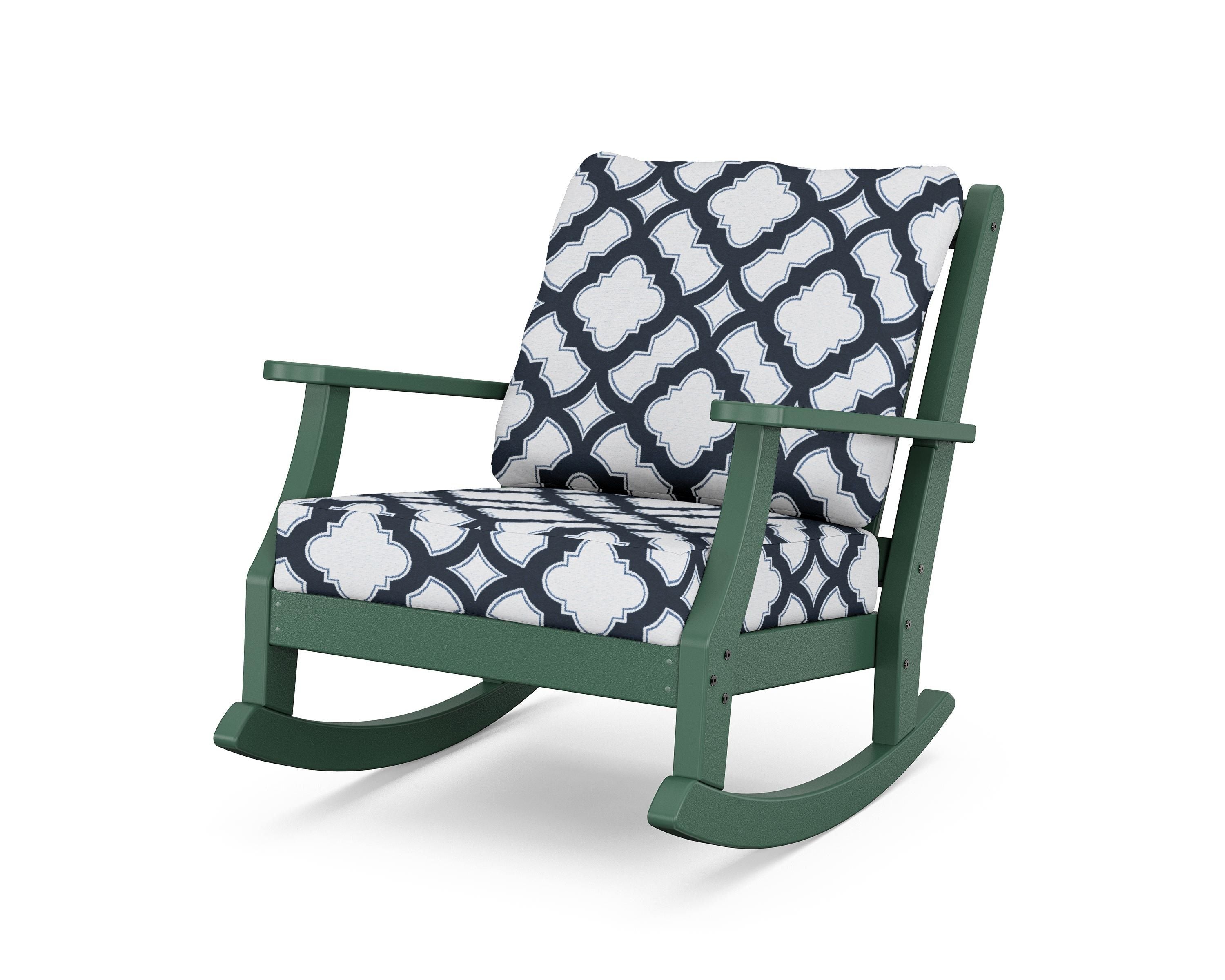 Country Living Wovendale Deep Seating Rocking Chair in Green / Trellis Marine Indigo