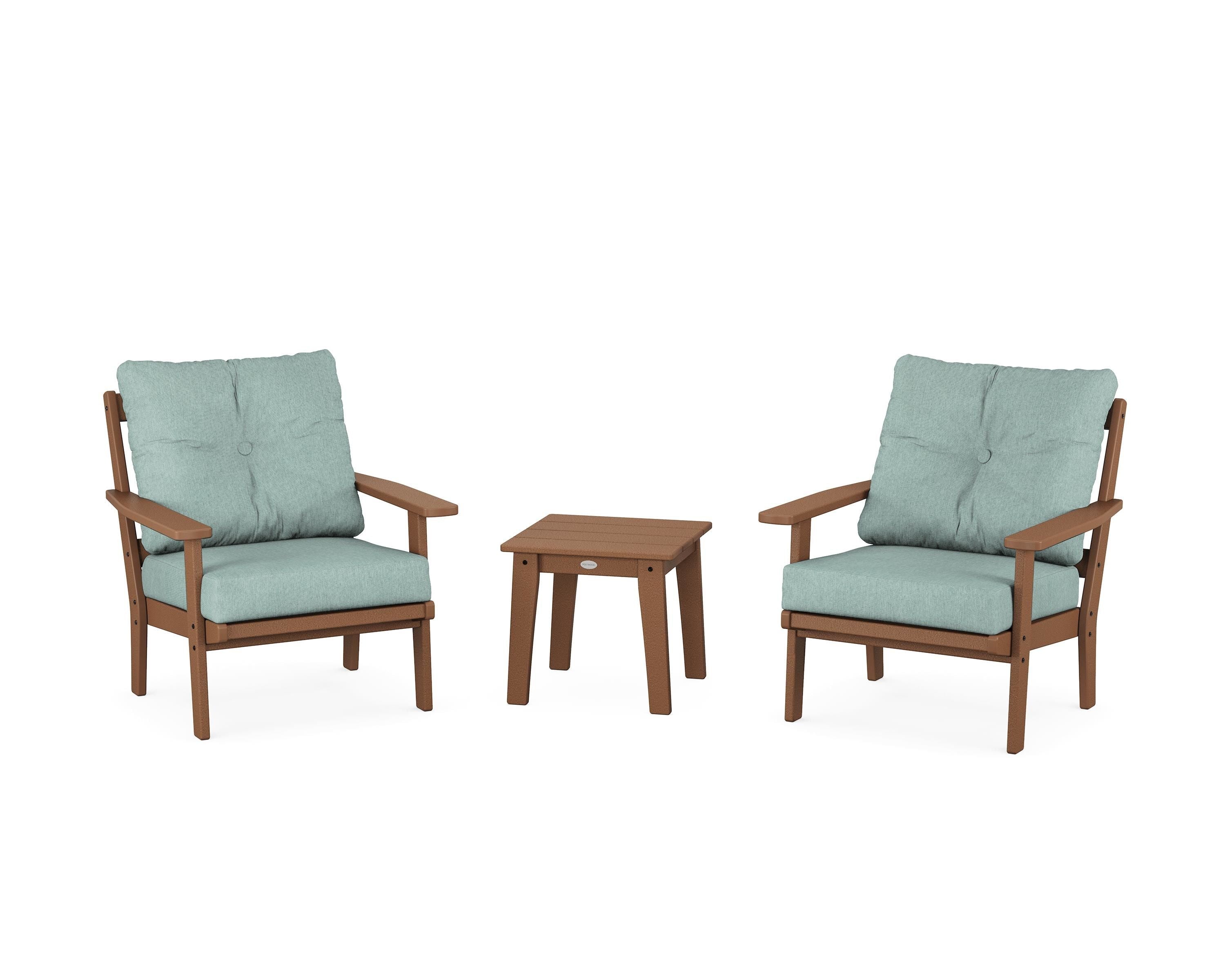 POLYWOOD® Prairie 3-Piece Deep Seating Set in Teak / Glacier Spa