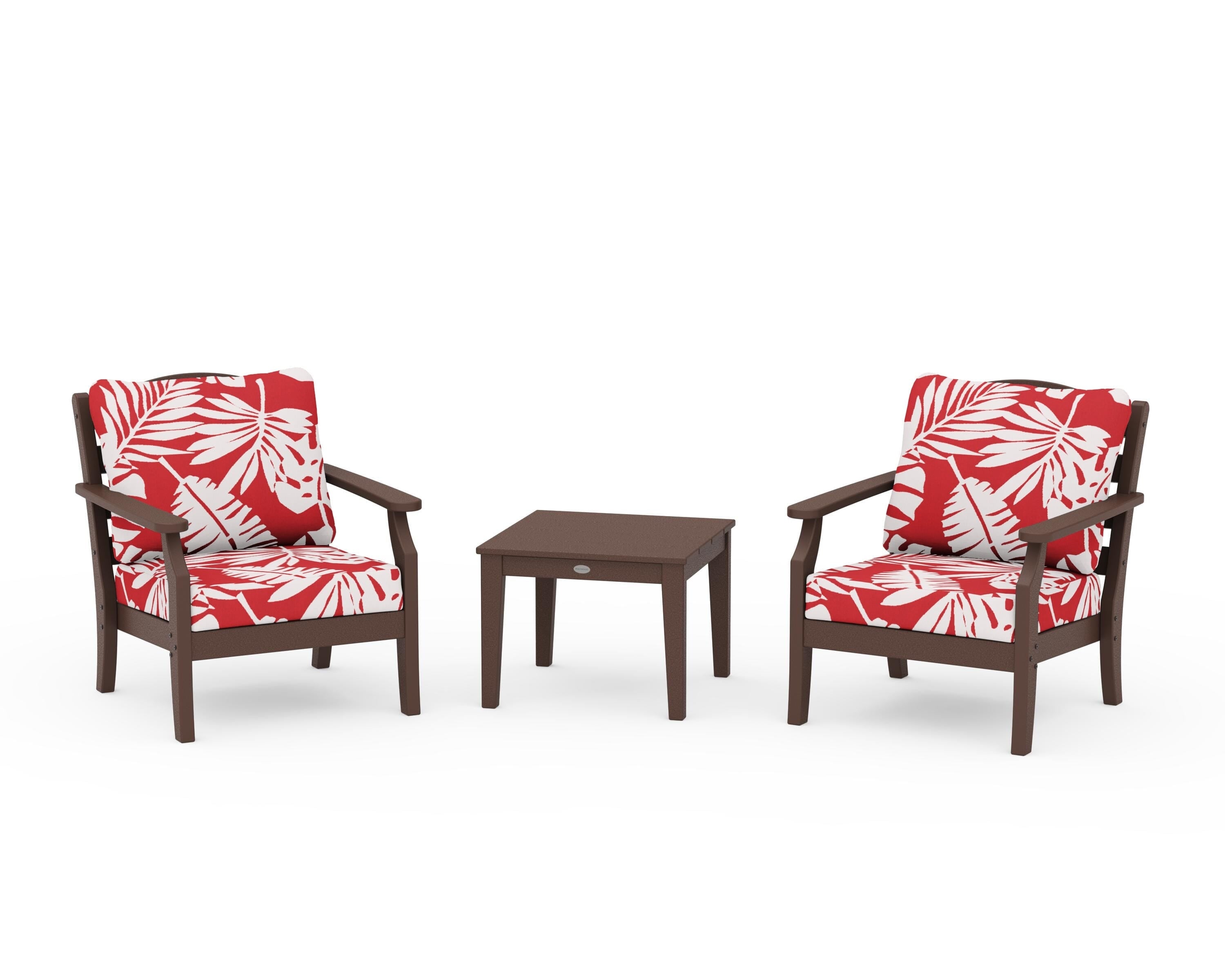 Draper James™ by  POLYWOOD® Savannah 3-Piece Deep Seating Set in Mahogany / Leaf Crimson