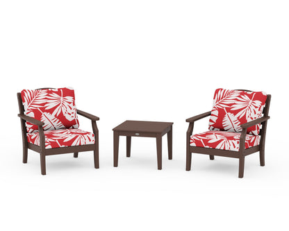 Draper James™ by  POLYWOOD® Savannah 3-Piece Deep Seating Set in Mahogany / Leaf Crimson