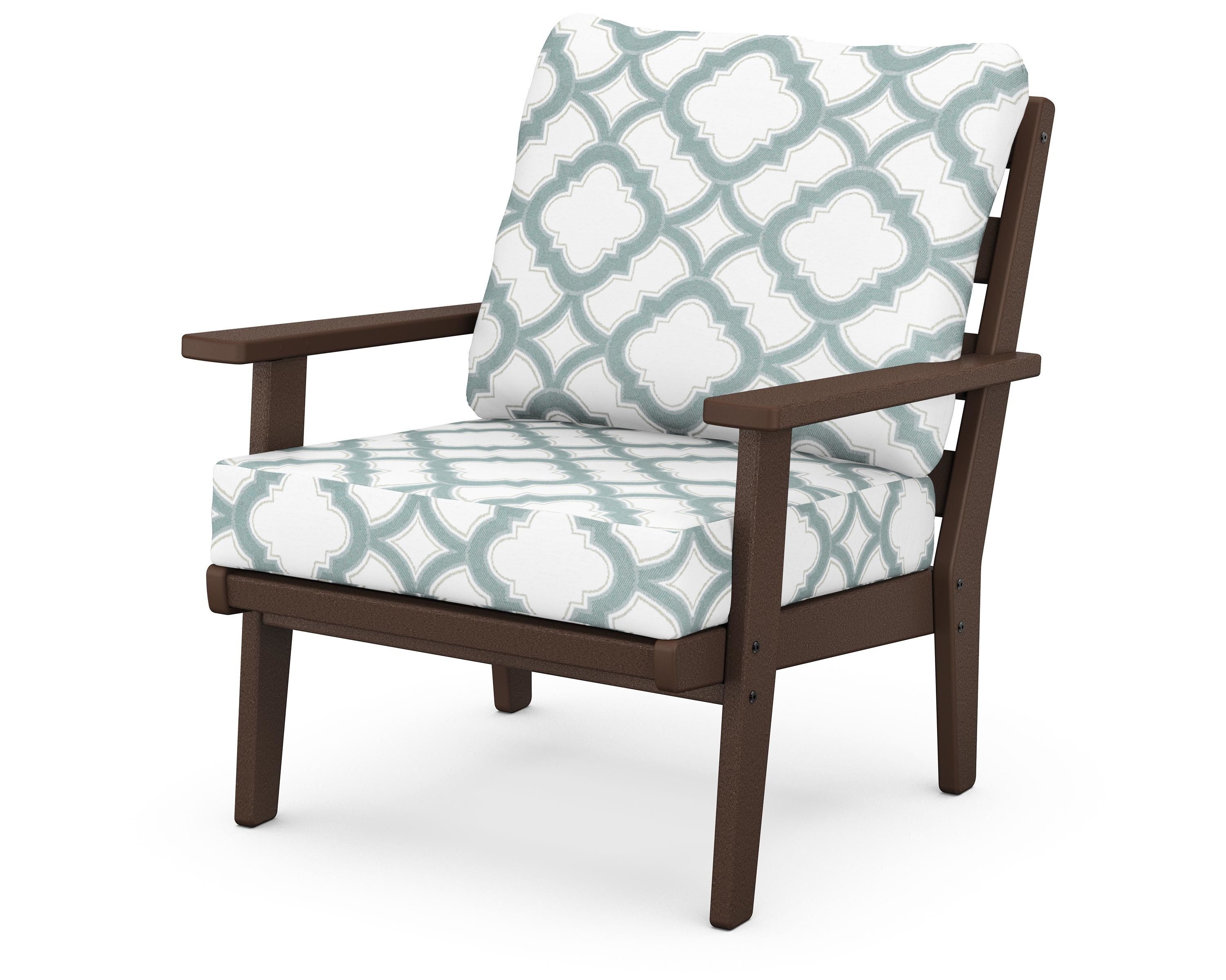 POLYWOOD® Grant Park Deep Seating Chair in Mahogany / Trellis Glacier Spa