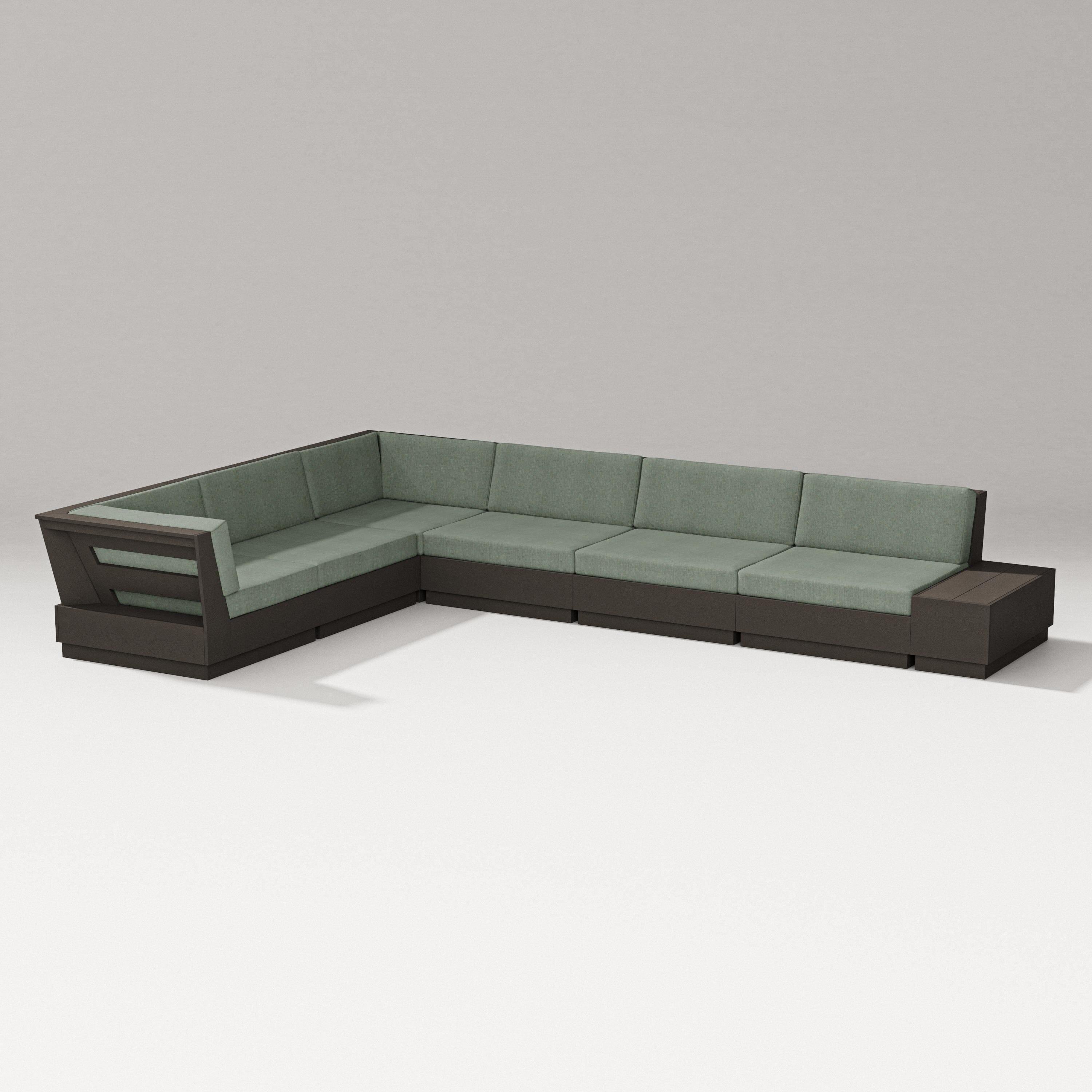 PW Designer Series Elevate 7-Piece Corner Sectional in Vintage Coffee / Cast Sage