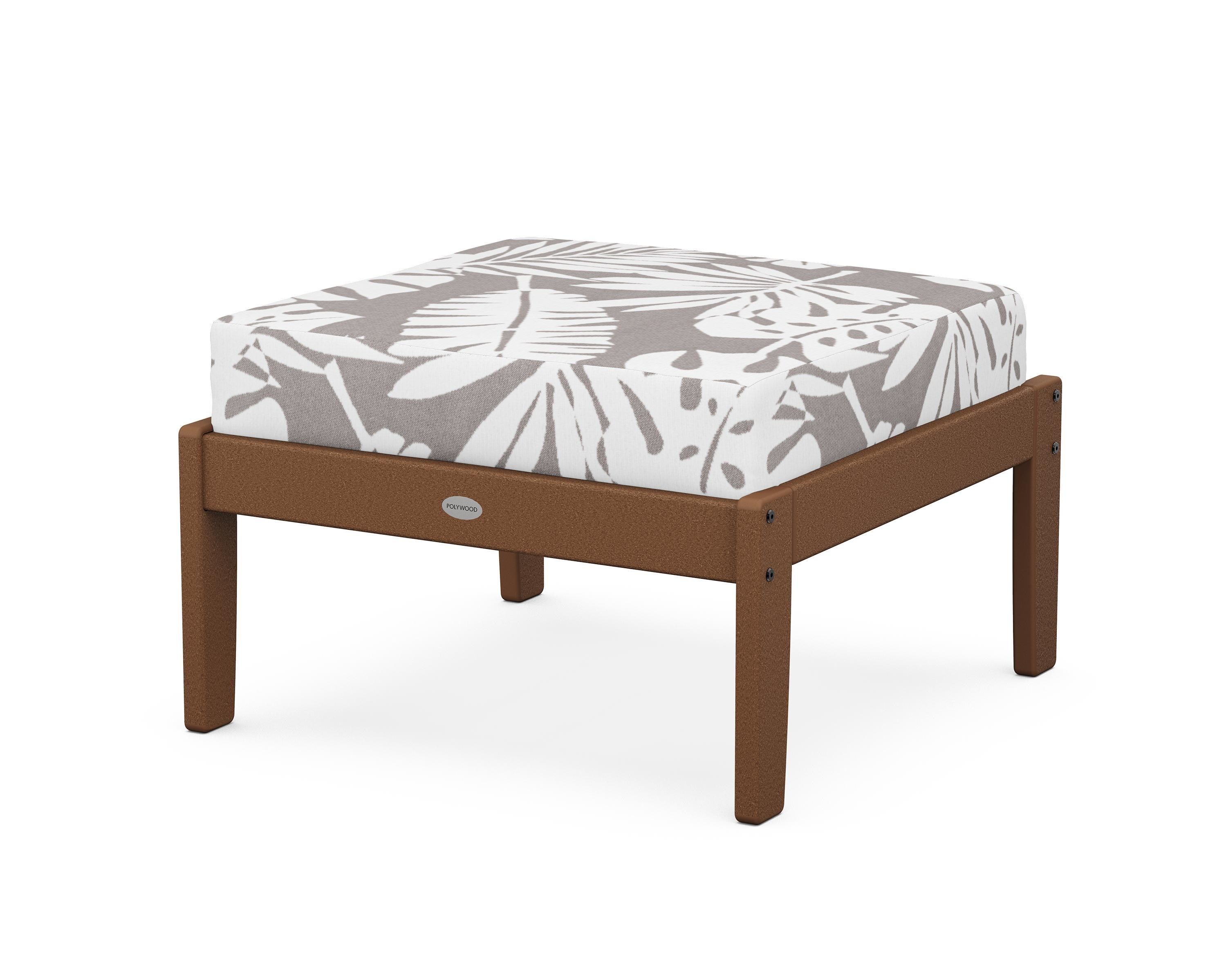 POLYWOOD® Braxton Deep Seating Ottoman in Teak / Leaf Grey Mist