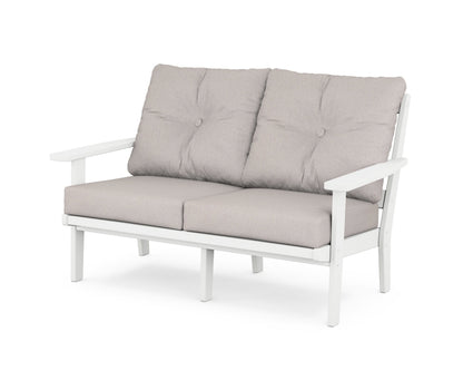 POLYWOOD® Prairie Deep Seating Loveseat in White / Dune Burlap