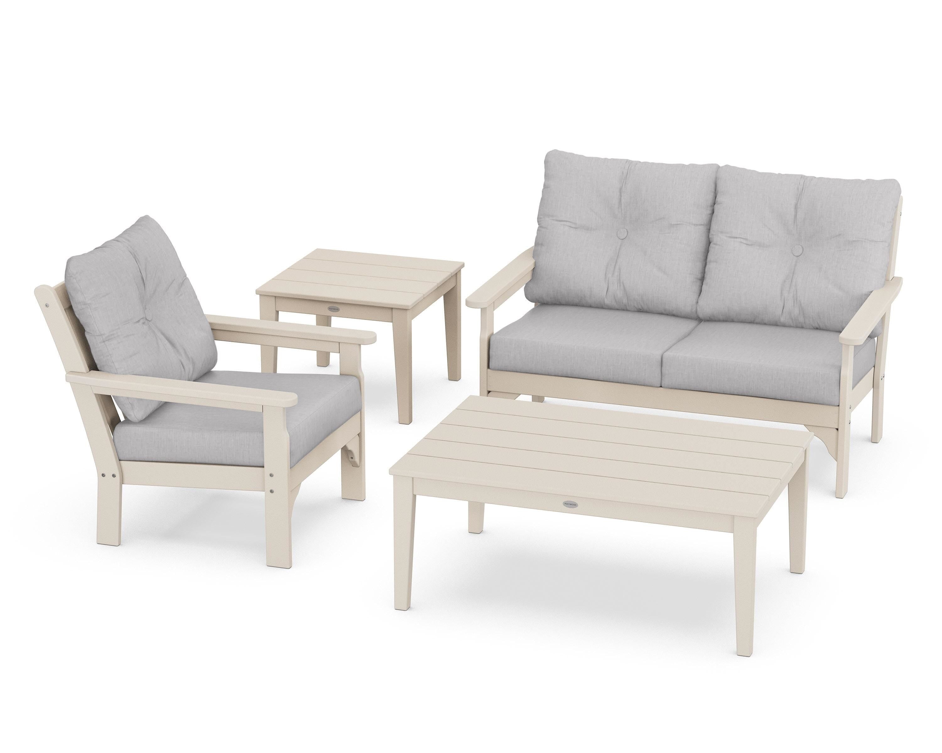 POLYWOOD® Vineyard 4-Piece Deep Seating Set in Sand / Granite
