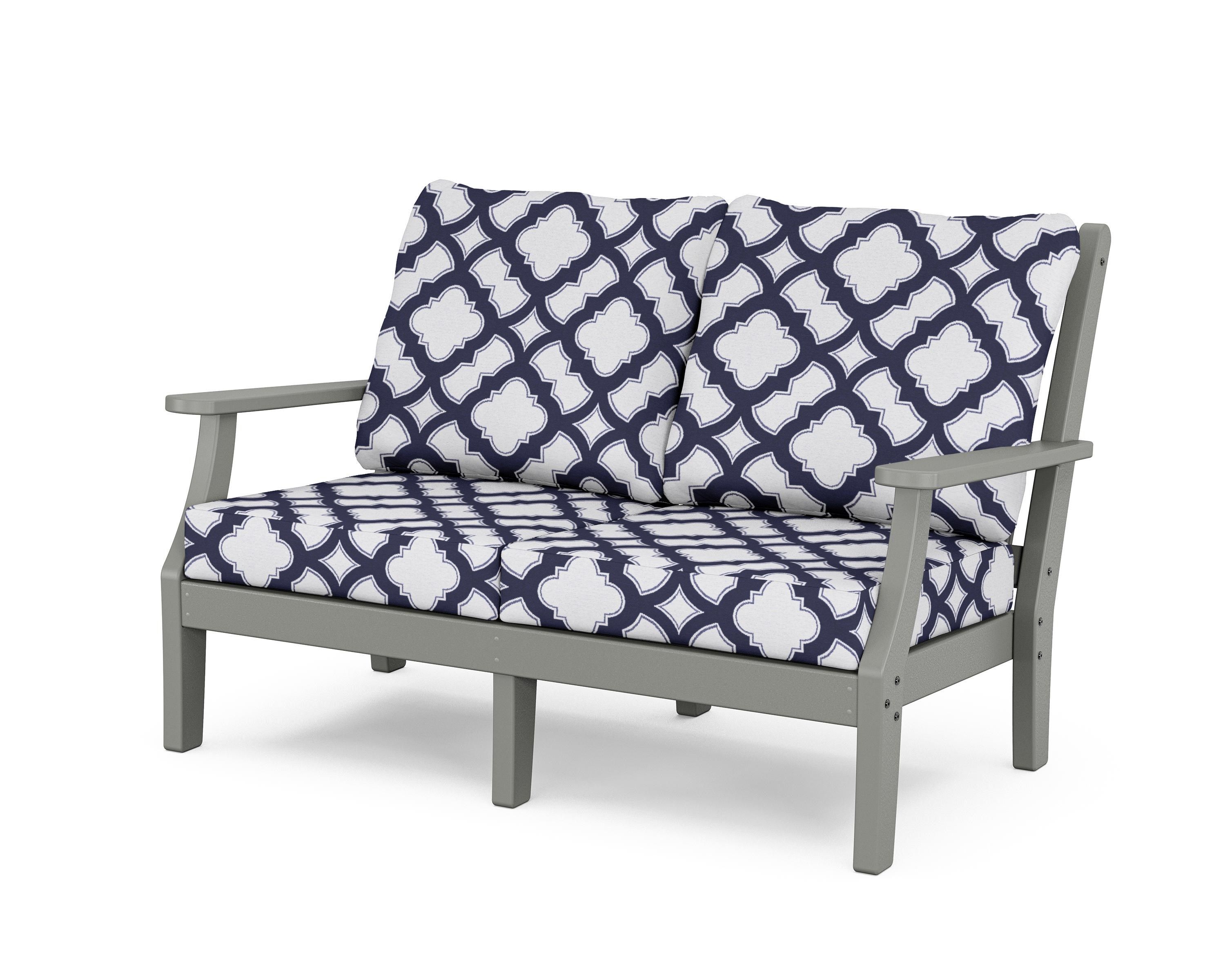 Country Living Wovendale Deep Seating Loveseat in Slate Grey / Trellis Navy