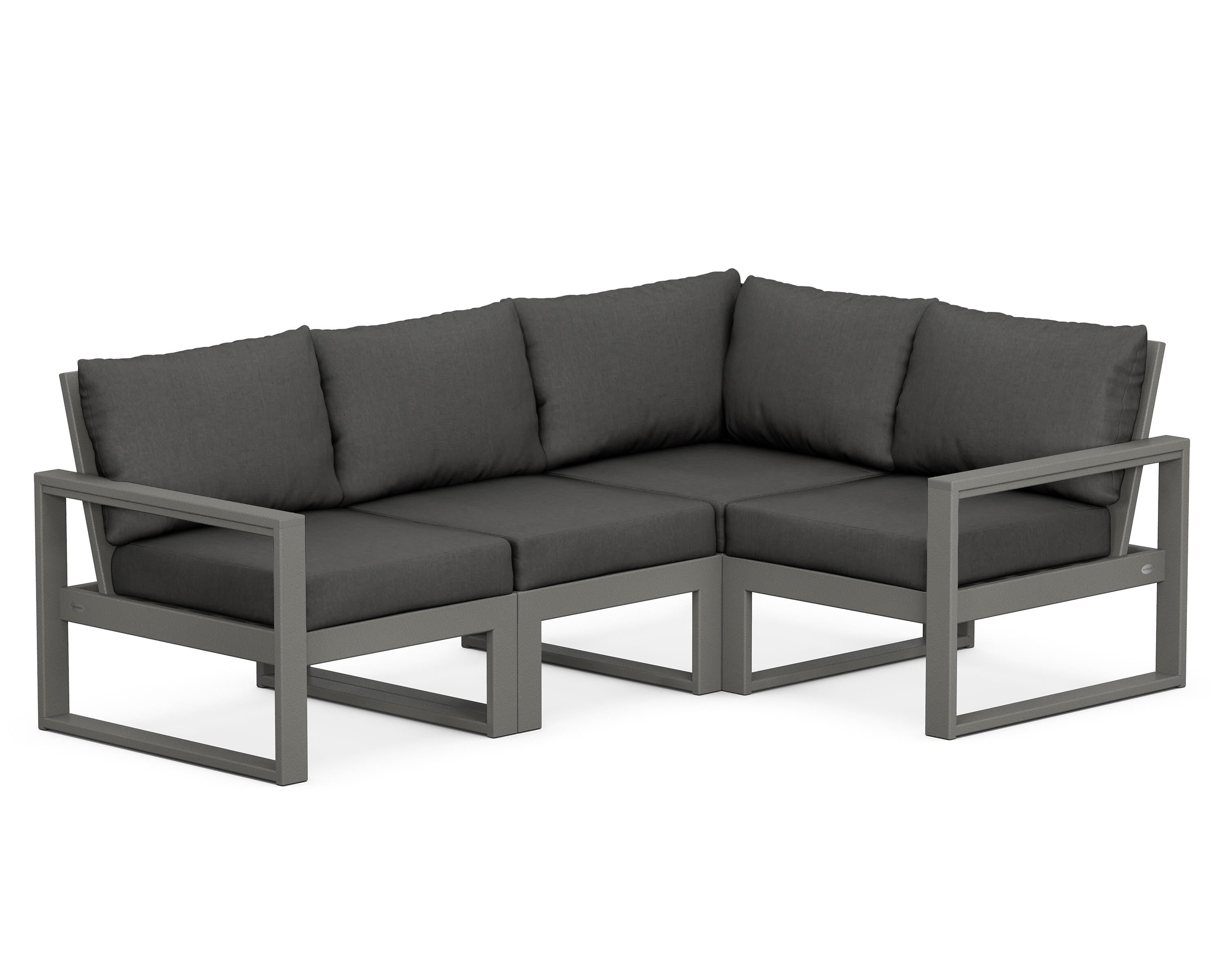 POLYWOOD® EDGE 4-Piece Modular Deep Seating Set in Slate Grey / Spectrum Carbon