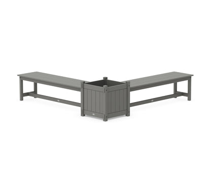 POLYWOOD® 60" Vineyard L- Shaped Planter Bench Set- Large in Slate Grey