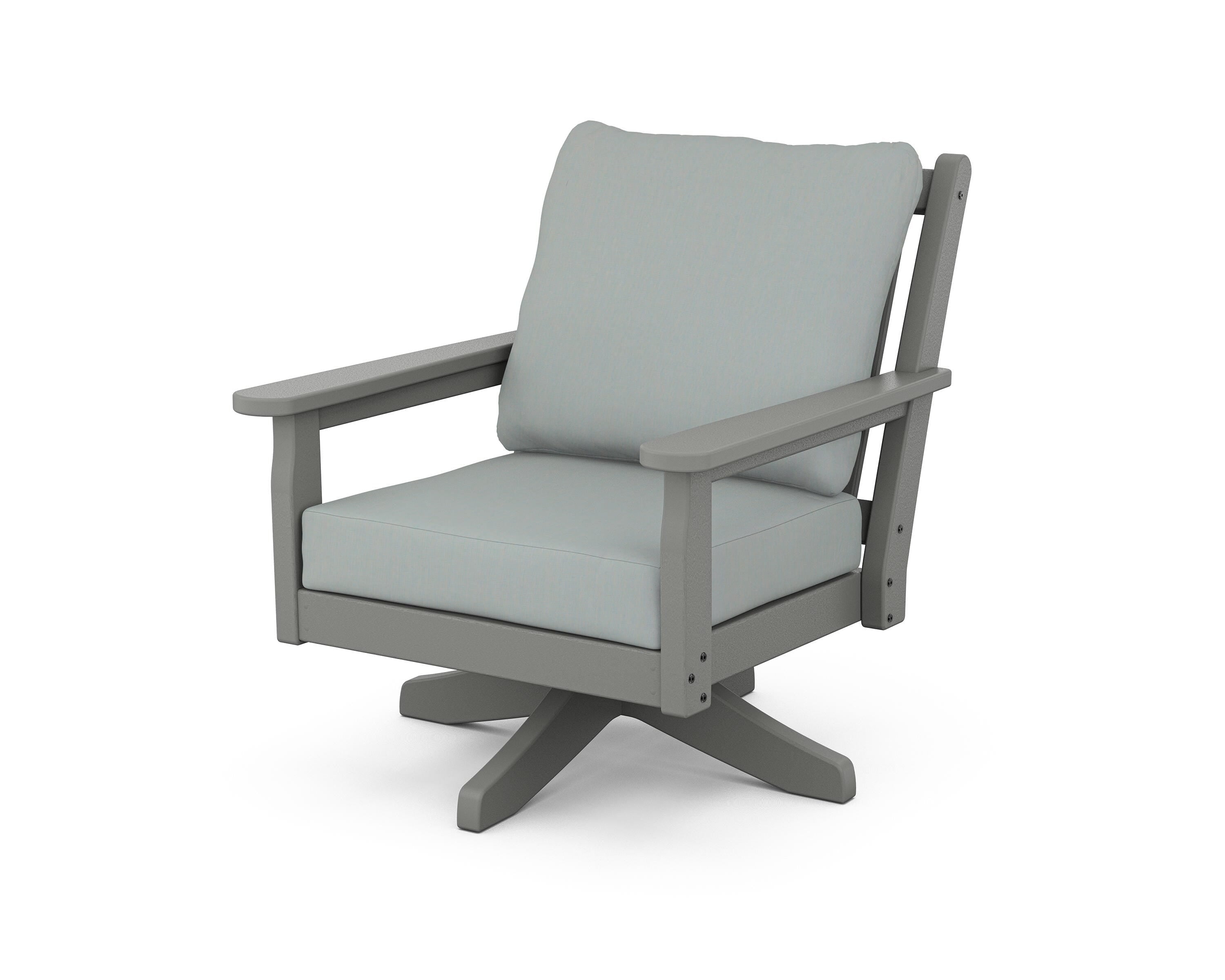 POLYWOOD® Chippendale Deep Seating Swivel Chair in Slate Grey / Spa