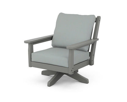 POLYWOOD® Chippendale Deep Seating Swivel Chair in Slate Grey / Spa