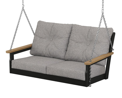 POLYWOOD® Vineyard Deep Seating Swing in Black / Natural / Grey Mist