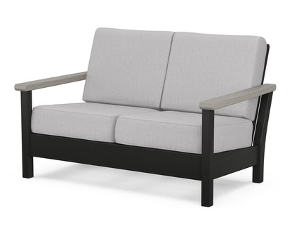 POLYWOOD® Harbour Deep Seating Loveseat in Black / Driftwood / Granite