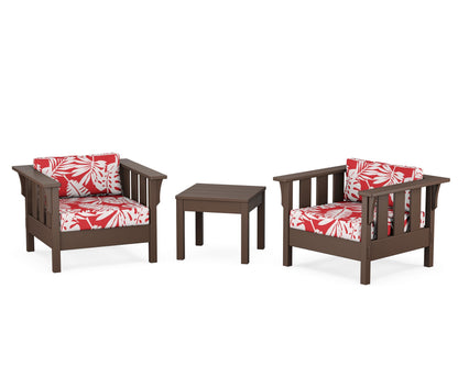 Martha Stewart by POLYWOOD® Acadia 3-Piece Deep Seating Set in Mahogany / Leaf Crimson