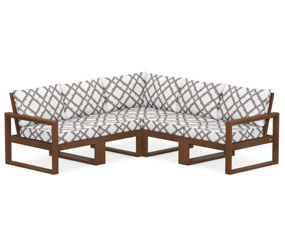 POLYWOOD® EDGE 5-Piece Modular Deep Seating Set in Teak / Trellis Grey Mist