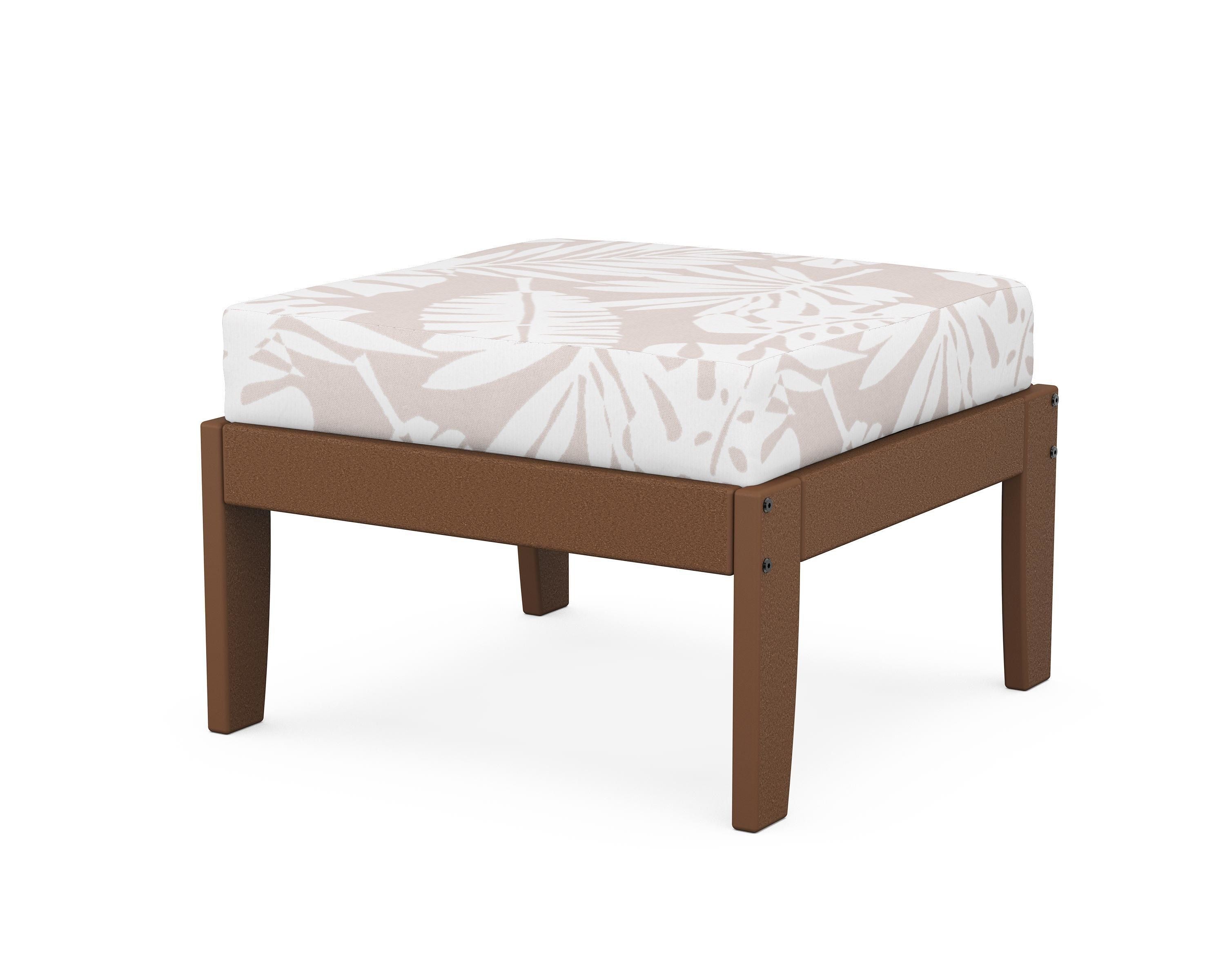 Unbranded Modular Ottoman - Classic in Teak / Leaf Dune Burlap