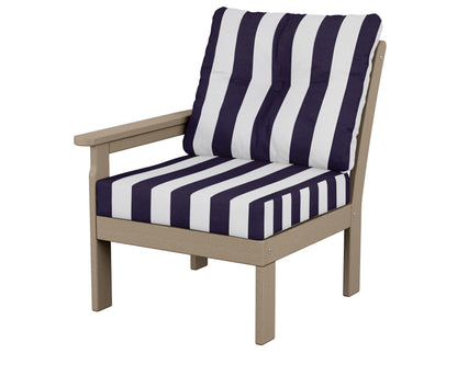POLYWOOD® Vineyard Modular Left Arm Chair in Vintage Sahara / Cabana Stripe Navy