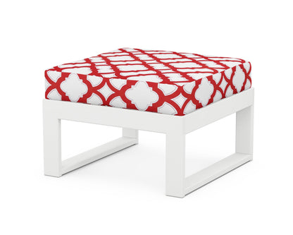 Unbranded Modular Ottoman - Modern in White / Trellis Crimson