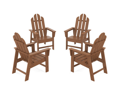 POLYWOOD® Long Island 4-Piece Upright Adirondack Conversation Set in Teak