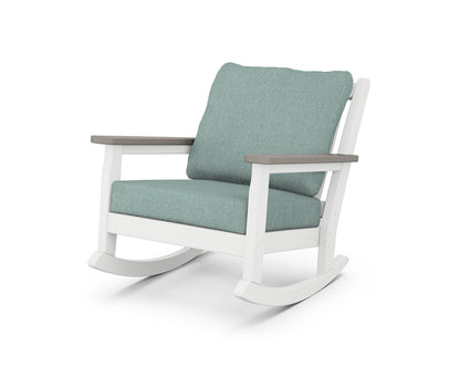 POLYWOOD® Chippendale Deep Seating Rocking Chair in White / Driftwood / Glacier Spa