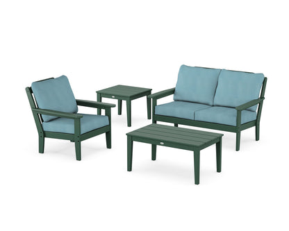 Country Living Wovendale 4-Piece Deep Seating Set in Green / Lattice Sky Blue