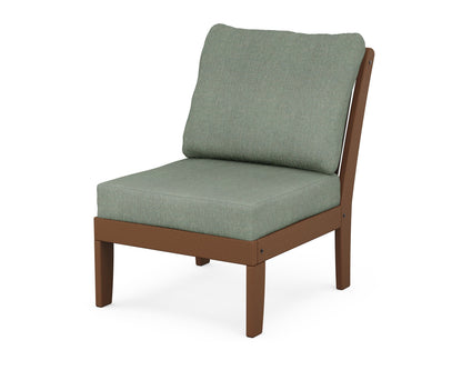 POLYWOOD® Braxton Modular Armless Chair in Teak / Cast Sage