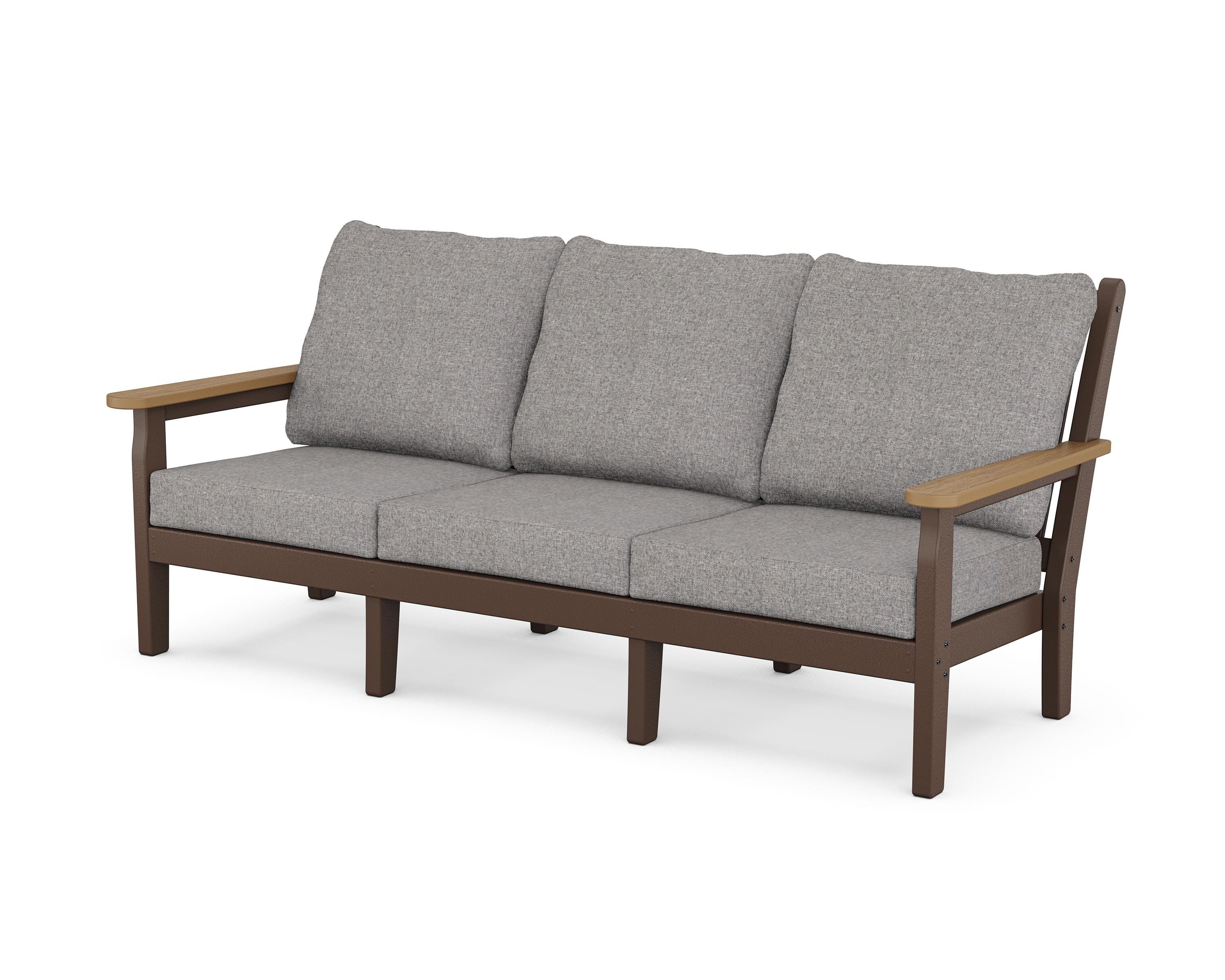 POLYWOOD® Chippendale Deep Seating Sofa in Mahogany / Natural / Grey Mist