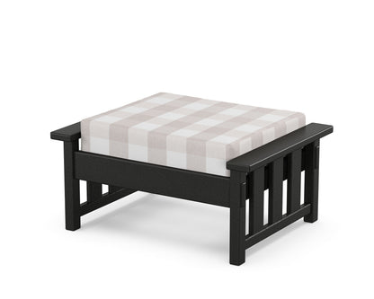 Martha Stewart by POLYWOOD® Acadia Deep Seating Ottoman in Black / Buffalo Plaid Dune Burlap
