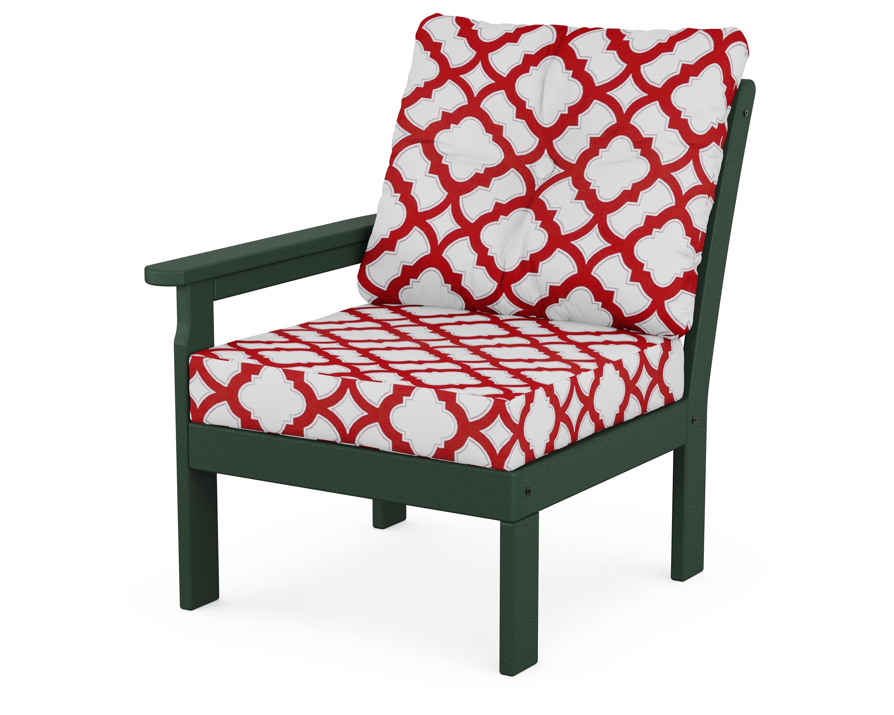 POLYWOOD® Vineyard Modular Left Arm Chair in Green / Trellis Crimson