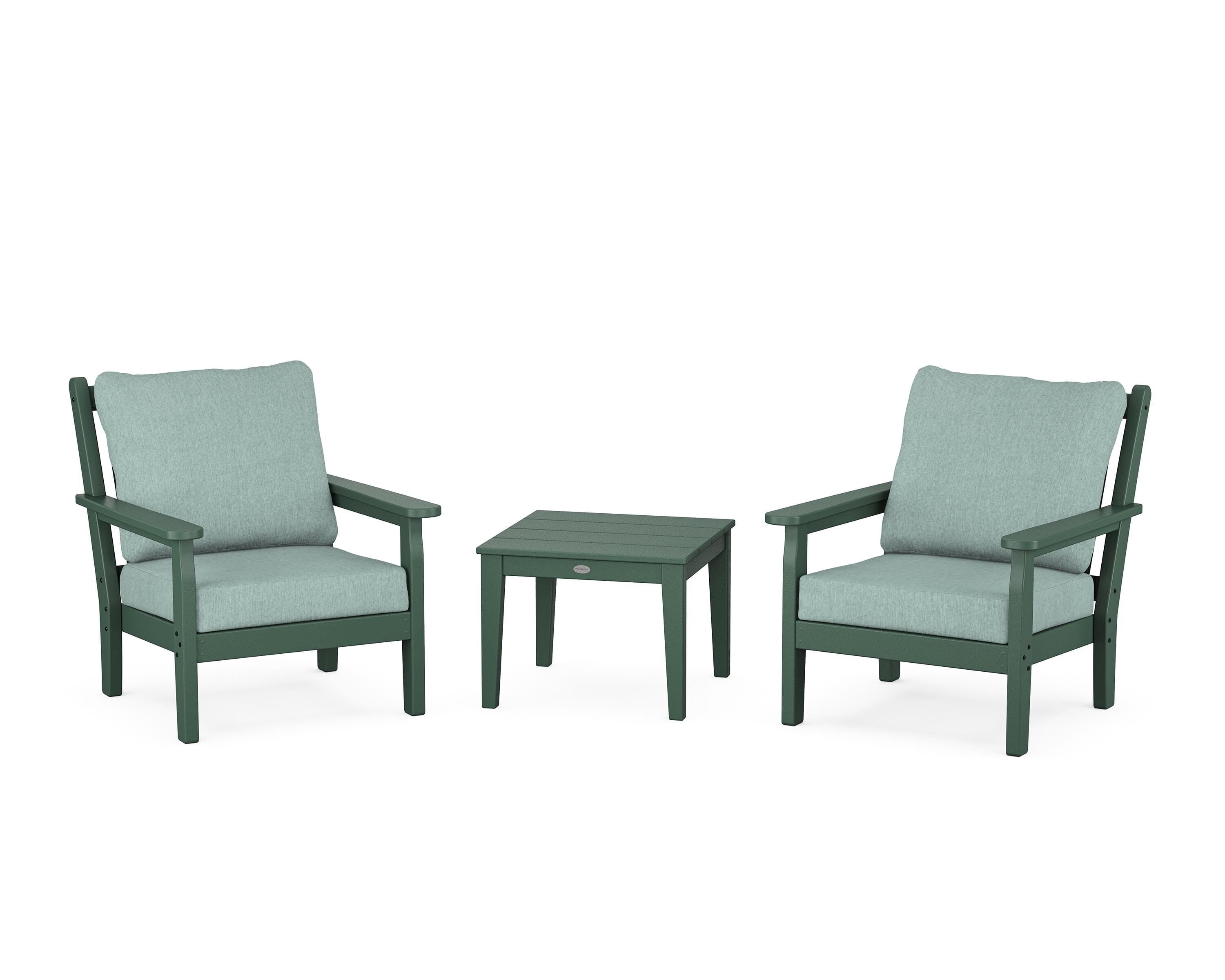 POLYWOOD® Chippendale 3-Piece Deep Seating Set in Green / Glacier Spa