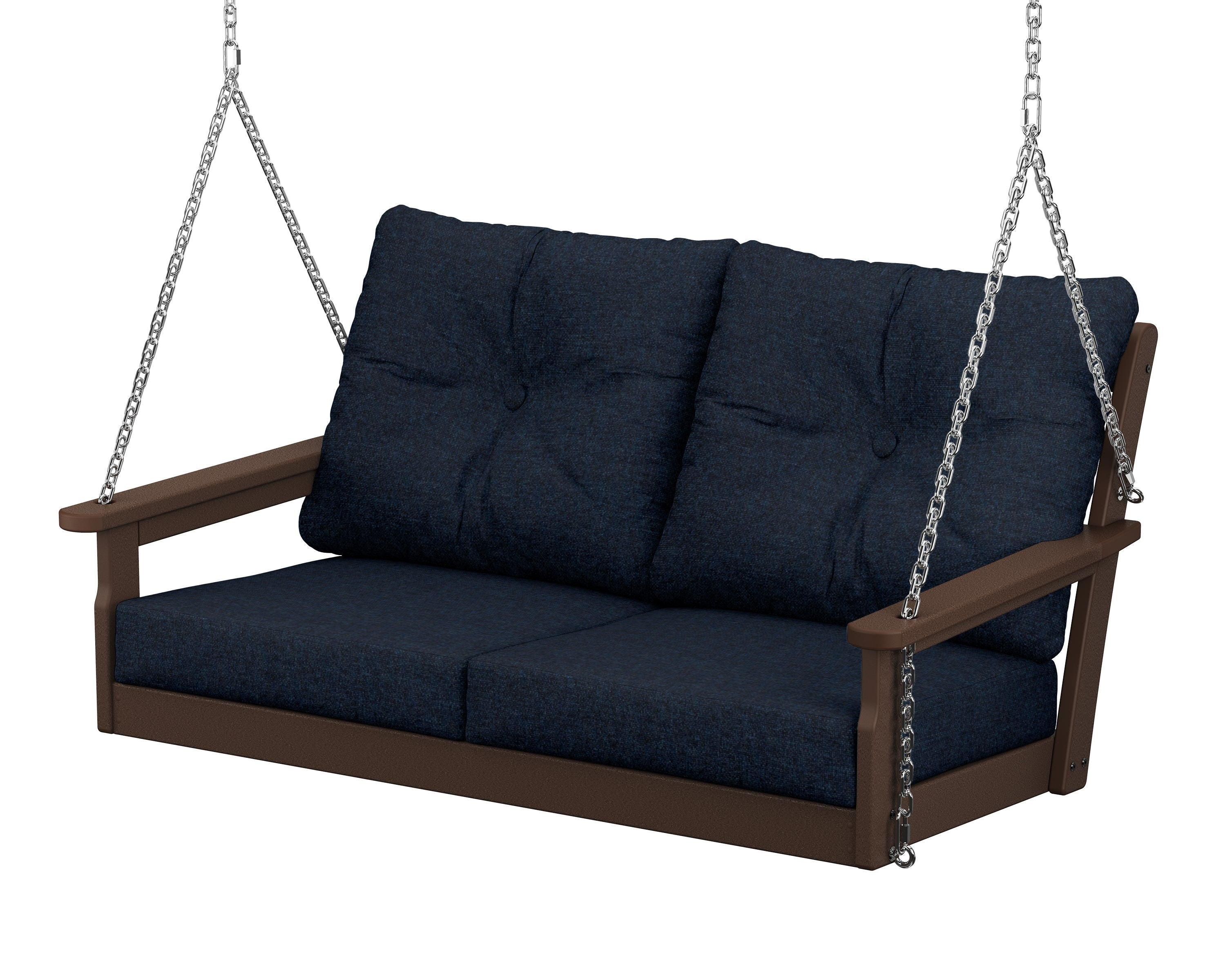 POLYWOOD® Vineyard Deep Seating Swing in Mahogany / Marine Indigo