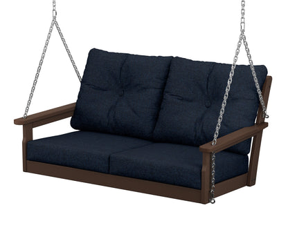 POLYWOOD® Vineyard Deep Seating Swing in Mahogany / Marine Indigo