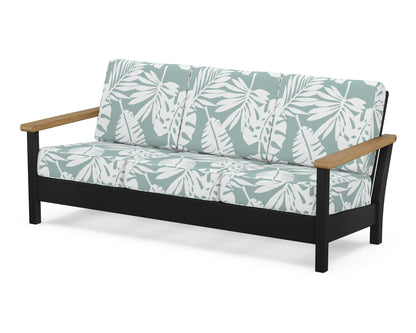 POLYWOOD® Harbour Deep Seating Sofa in Black / Natural / Leaf Glacier Spa