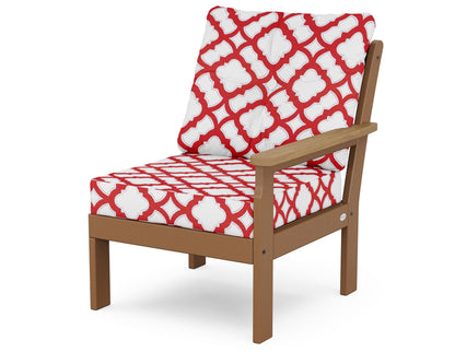 POLYWOOD® Vineyard Modular Right Arm Chair in Teak / Natural / Trellis Crimson