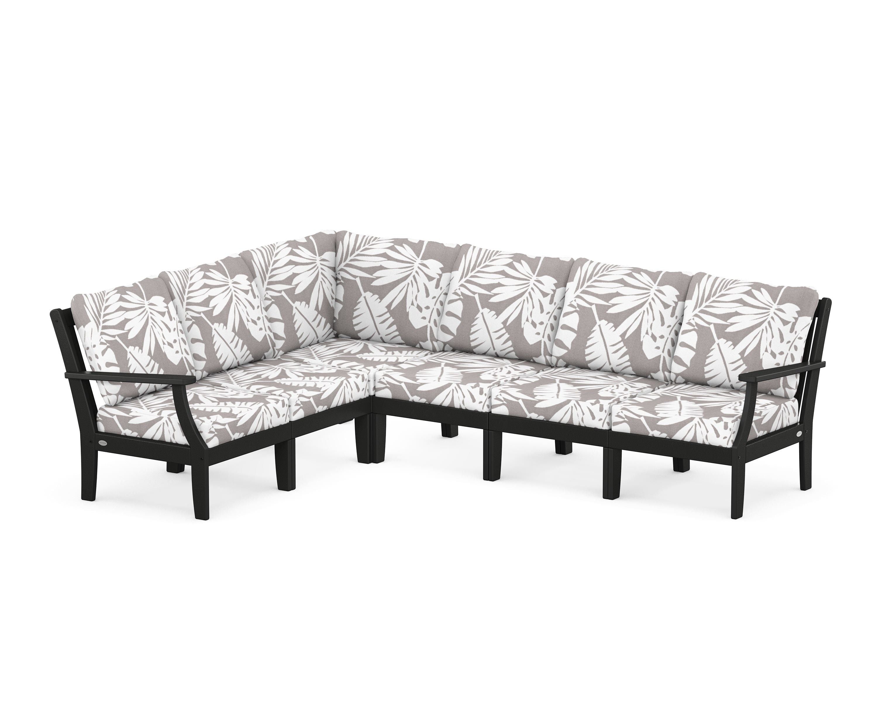 POLYWOOD® Braxton Modular 6-Piece Deep Seating Set in Black / Leaf Grey Mist