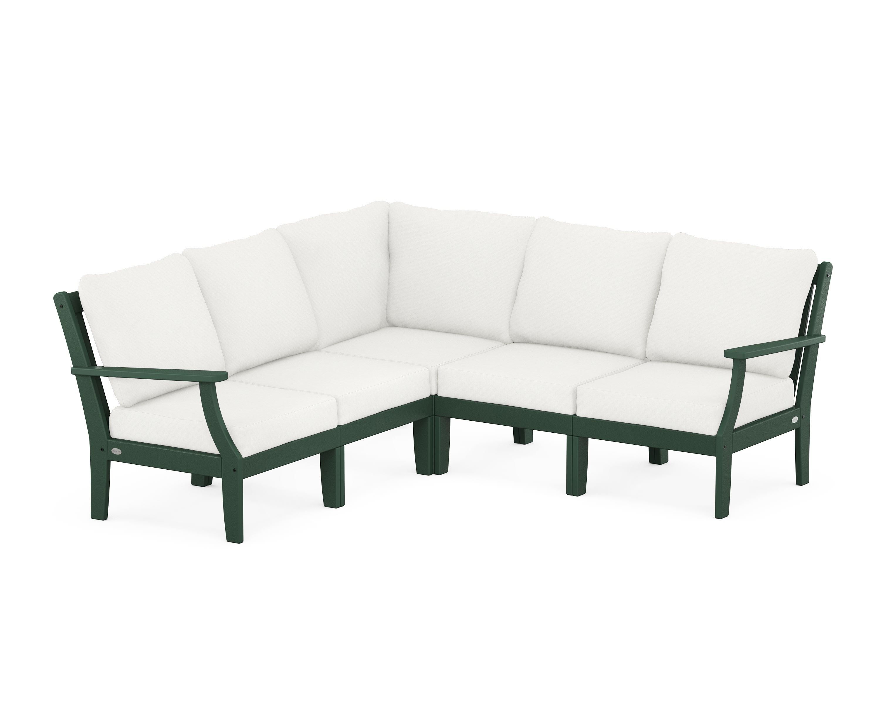 POLYWOOD® Braxton Modular 5-Piece Deep Seating Set in Green / Natural Linen