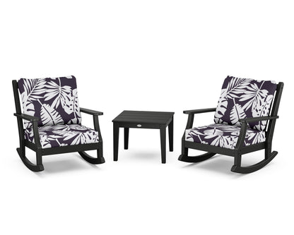 Country Living Wovendale 3-Piece Deep Seating Rocker Set in Black / Leaf Navy