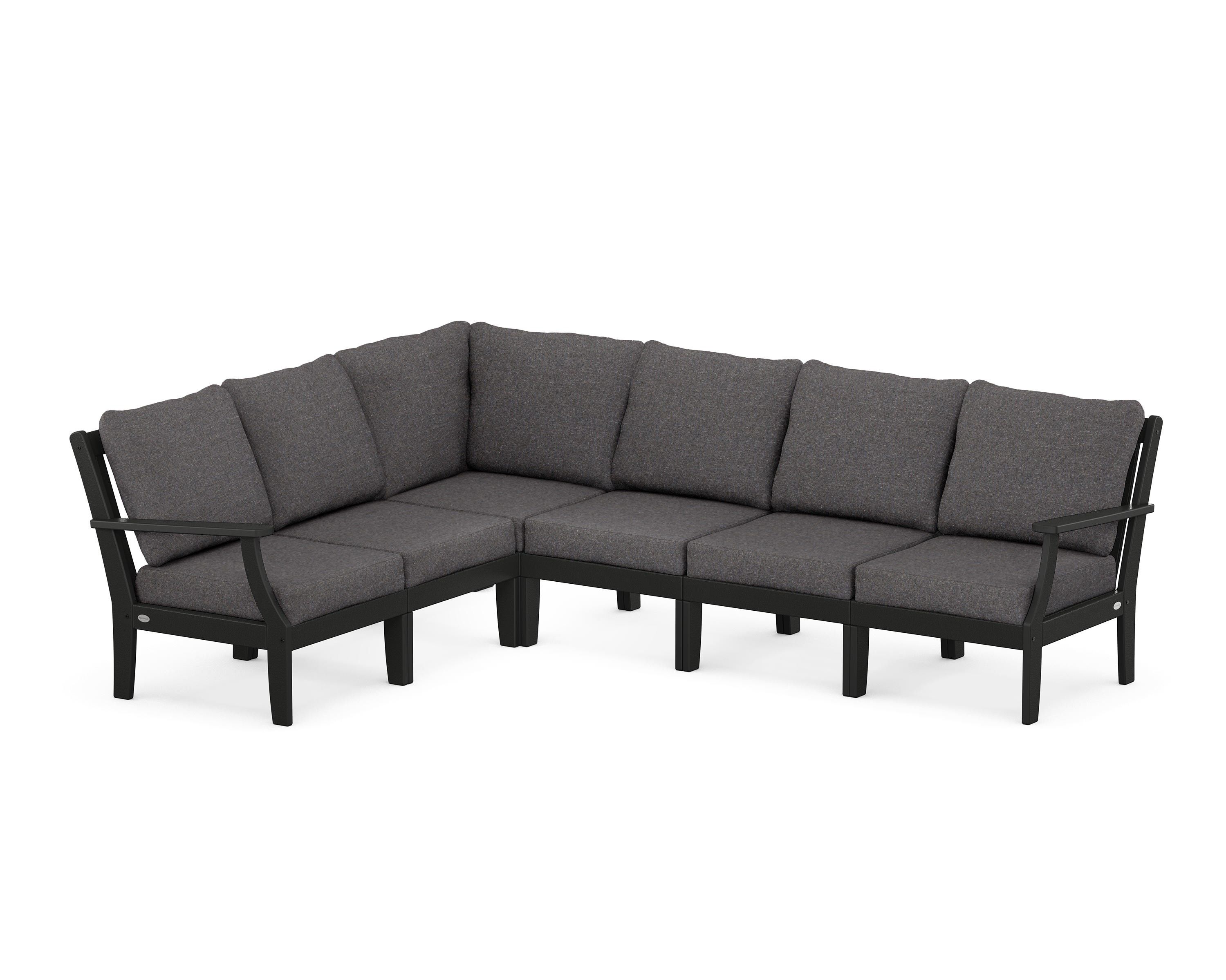 POLYWOOD® Braxton Modular 6-Piece Deep Seating Set in Black / Ash Charcoal