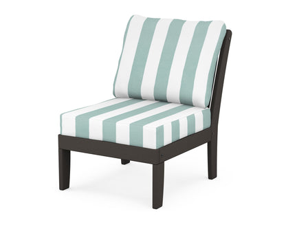 POLYWOOD® Braxton Modular Armless Chair in Vintage Coffee / Cabana Stripe Glacier Spa