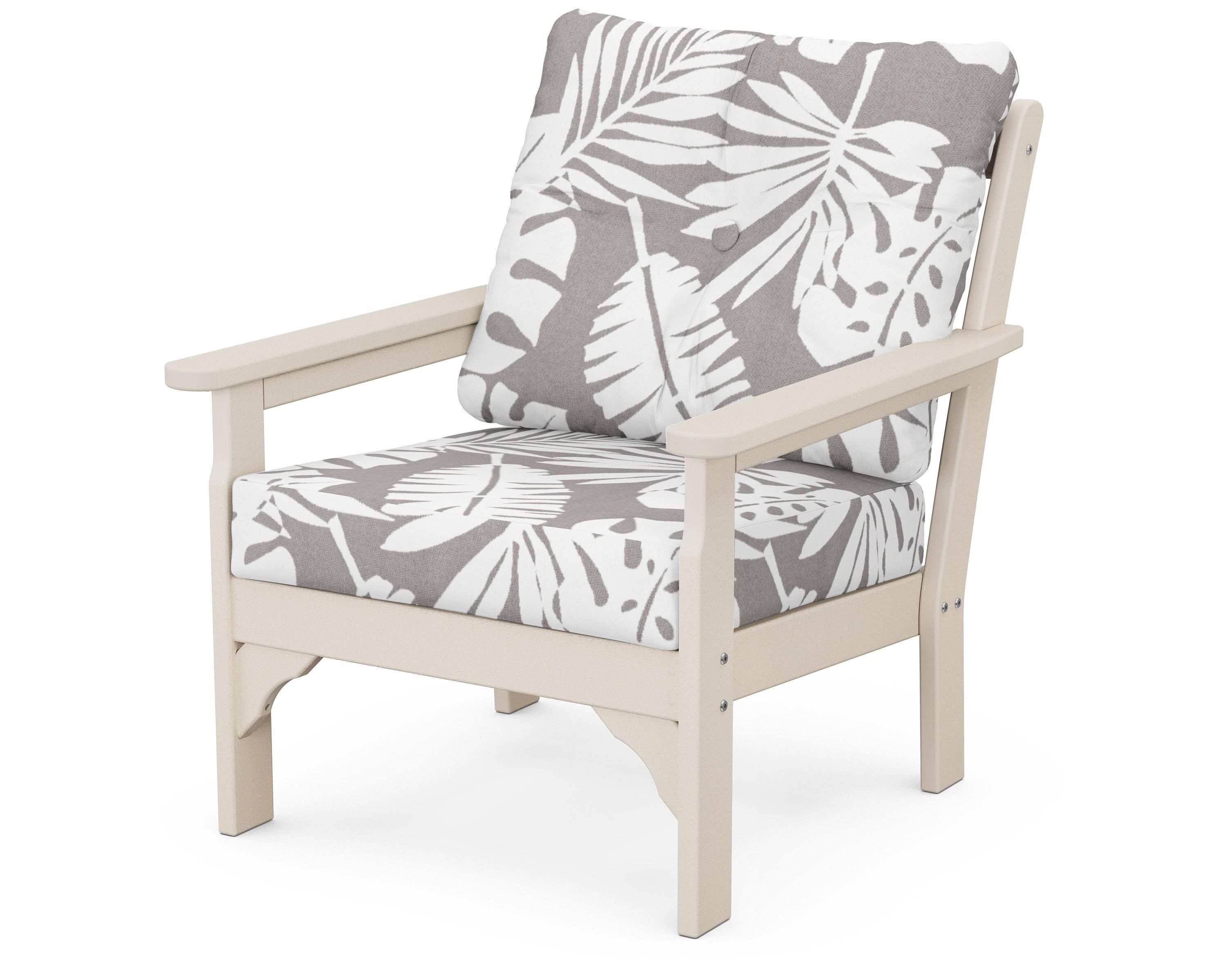 POLYWOOD® Vineyard Deep Seating Chair in Sand / Leaf Grey Mist